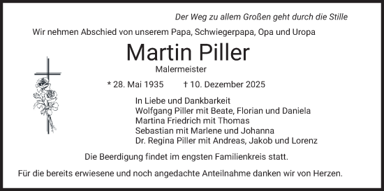 Traueranzeige von Martin Piller von merkurtz
