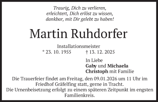 Traueranzeige von Martin Ruhdorfer von merkurtz