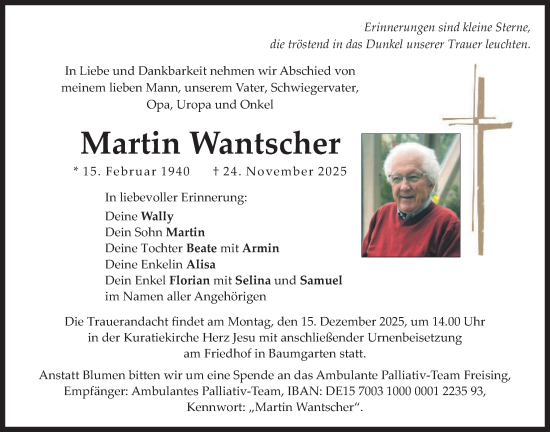 Traueranzeige von Martin Wantscher von merkurtz
