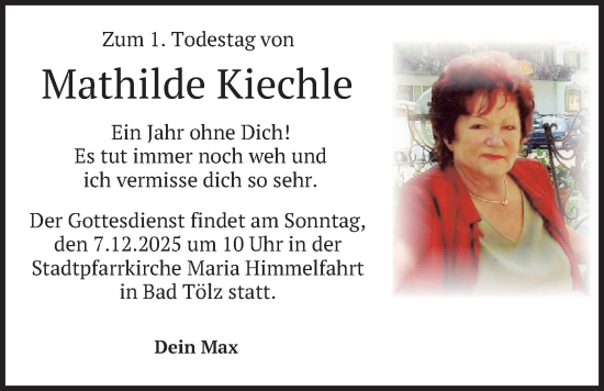 Traueranzeige von Mathilde Kiechle von merkurtz