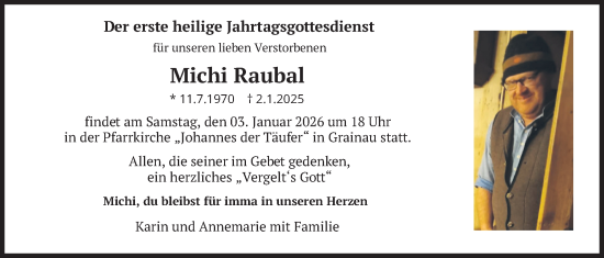 Traueranzeige von Michi Raubal von merkurtz