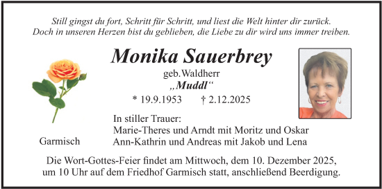 Traueranzeige von Monika Sauerbrey von merkurtz