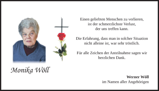 Traueranzeige von Monika Wöll von merkurtz