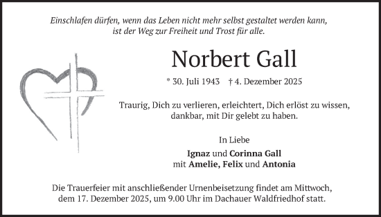 Traueranzeige von Norbert Gall von merkurtz