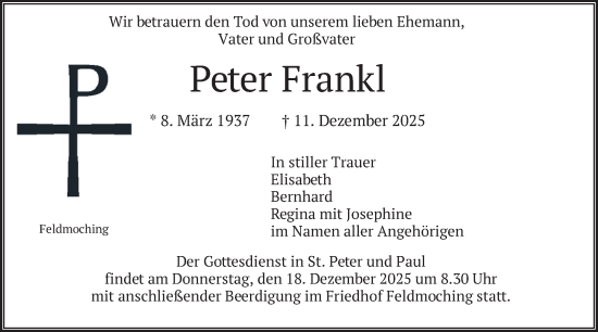 Traueranzeige von Peter Frankl von merkurtz