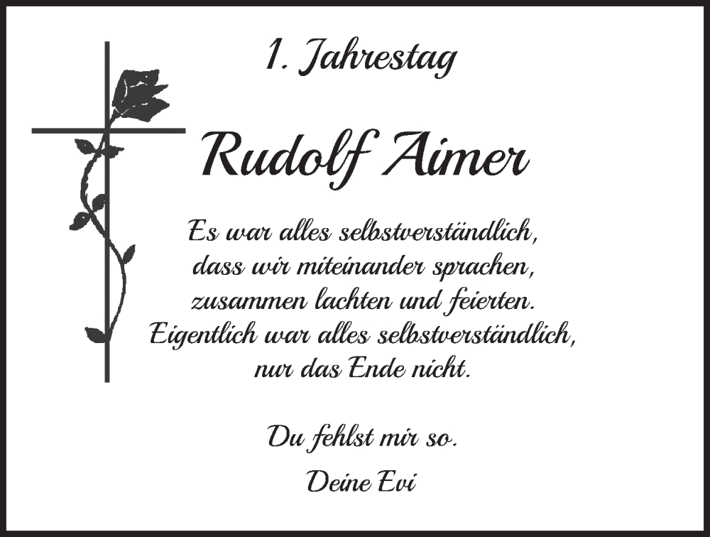  Traueranzeige für Rudolf Aimer vom 20.12.2025 aus merkurtz