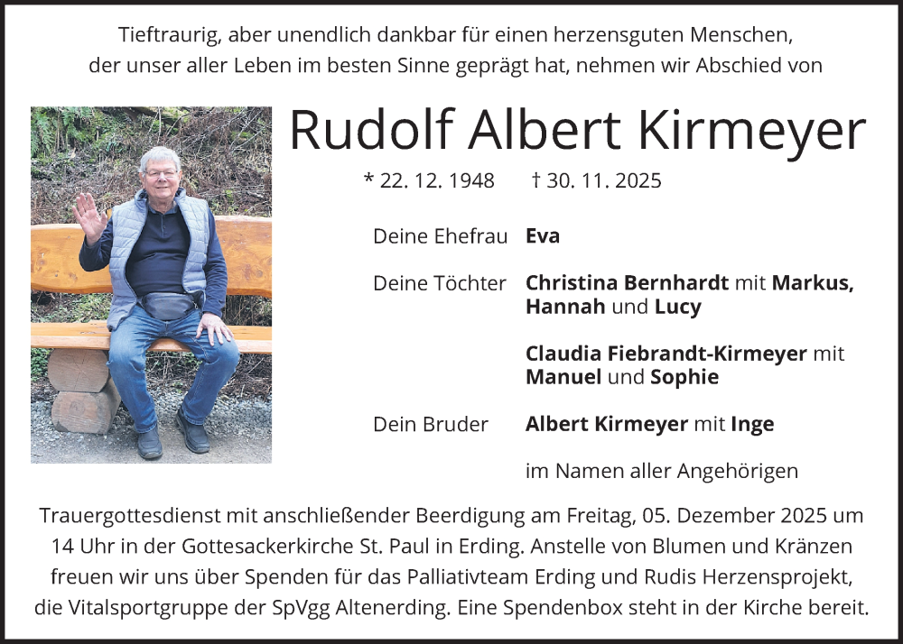  Traueranzeige für Rudolf Albert Kirmeyer vom 03.12.2025 aus merkurtz