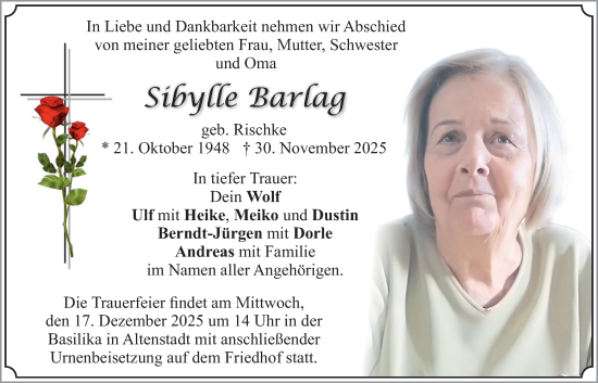 Traueranzeige von Sibylle Barlag von merkurtz