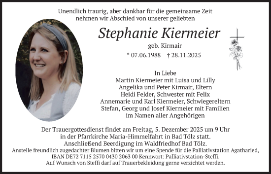 Traueranzeige von Stephanie Kiermeier von merkurtz