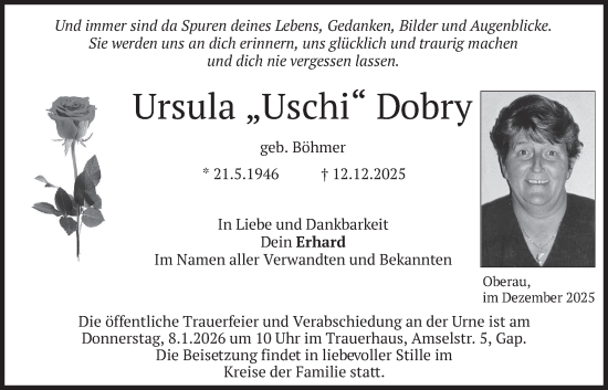 Traueranzeige von Ursula Dobry von merkurtz
