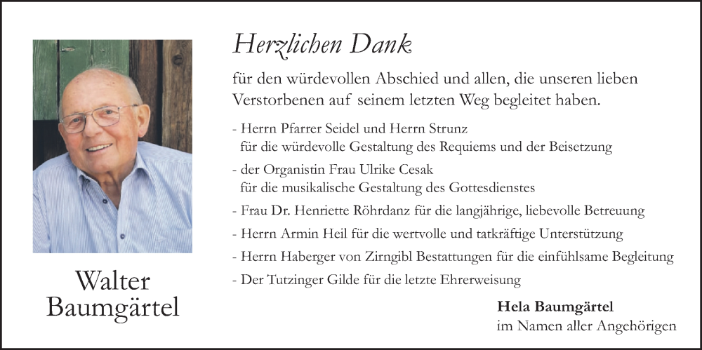  Traueranzeige für Walter Baumgärtel vom 06.12.2025 aus merkurtz