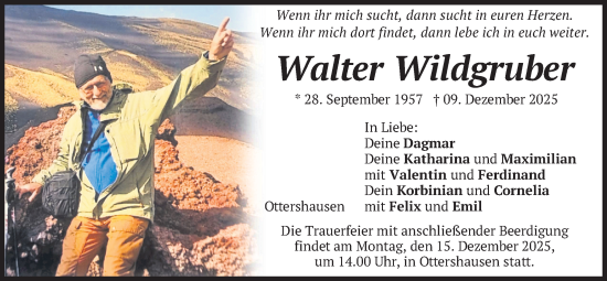 Traueranzeige von Walter Wildgruber von merkurtz
