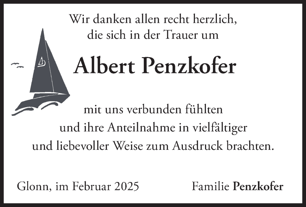  Traueranzeige für Albert Penzkofer vom 08.02.2025 aus merkurtz