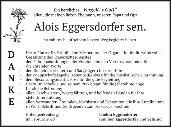 Traueranzeige von Alois Eggersdorfer von merkurtz
