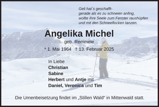 Traueranzeige von Angelika Michel von merkurtz