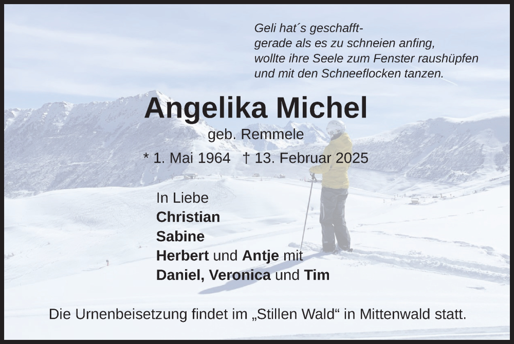  Traueranzeige für Angelika Michel vom 22.02.2025 aus merkurtz