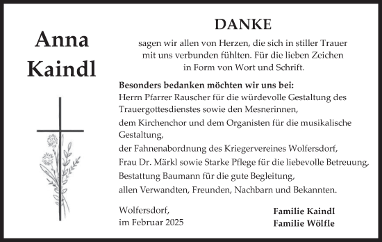 Traueranzeige von Anna Kaindl von merkurtz