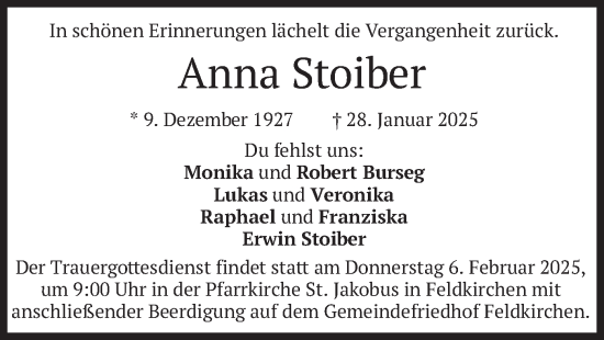 Traueranzeige von Anna Stoiber von merkurtz
