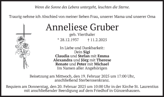 Traueranzeige von Anneliese Gruber von merkurtz