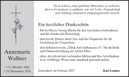 Traueranzeige von Annemarie Wallner von merkurtz