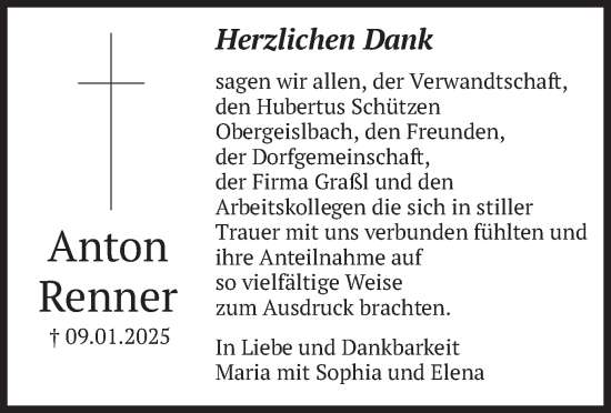 Traueranzeige von Anton Renner von merkurtz