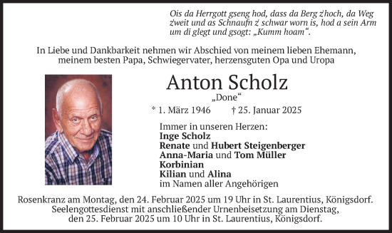Traueranzeige von Anton Scholz von merkurtz