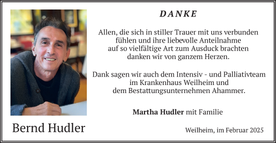 Traueranzeige von Bernd Hudler von merkurtz