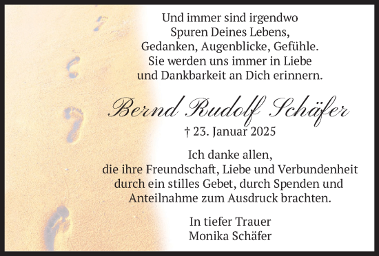 Traueranzeige von Bernd Rudolf Schäfer von merkurtz