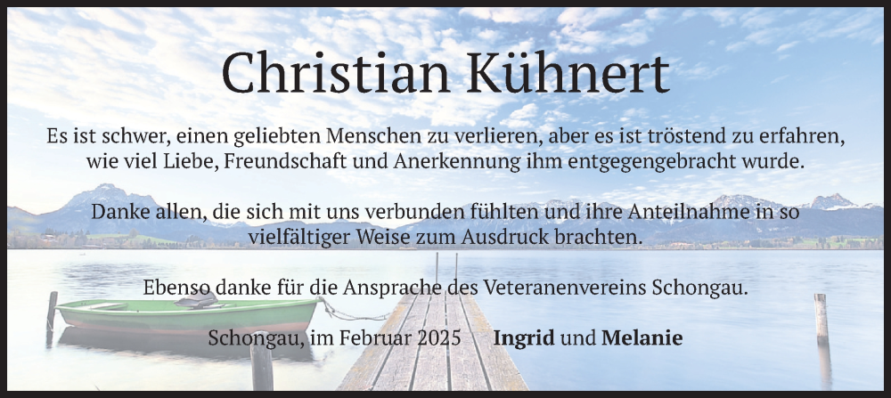  Traueranzeige für Christian Kühnert vom 22.02.2025 aus merkurtz
