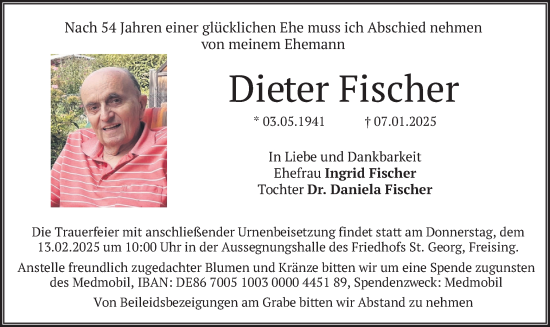 Traueranzeige von Dieter Fischer von merkurtz