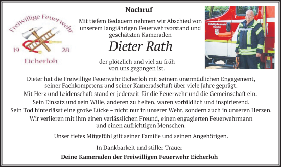 Traueranzeige von Dieter Rath von merkurtz