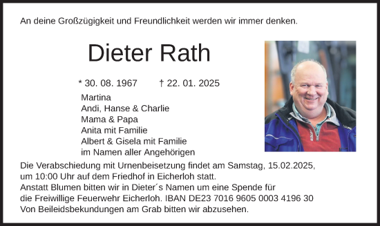 Traueranzeige von Dieter Rath von merkurtz