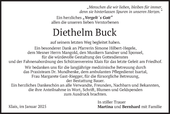 Traueranzeige von Diethelm Buck von merkurtz