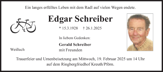 Traueranzeige von Edgar Schreiber von merkurtz