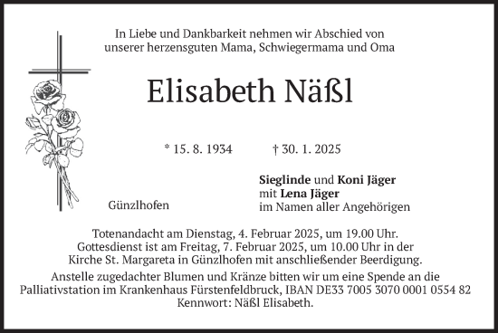 Traueranzeige von Elisabeth Näßl von merkurtz