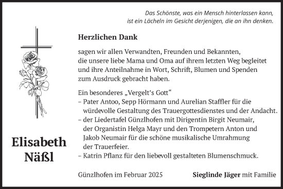 Traueranzeige von Elisabeth Näßl von merkurtz