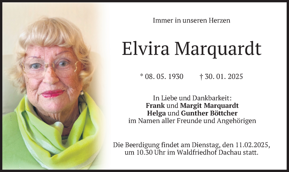  Traueranzeige für Elvira Marquardt vom 07.02.2025 aus merkurtz