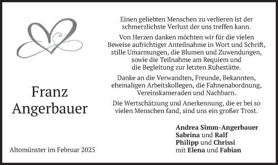 Traueranzeige von Franz Angerbauer von merkurtz