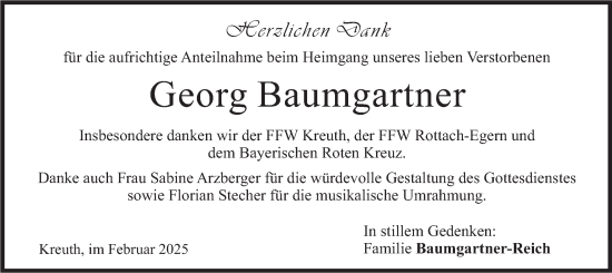 Traueranzeige von Georg Baumgartner von merkurtz