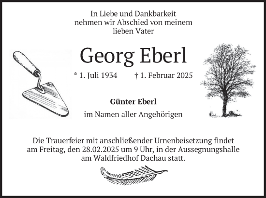 Traueranzeige von Georg Eberl von merkurtz
