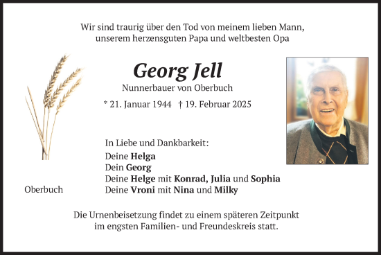 Traueranzeige von Georg Jell von merkurtz