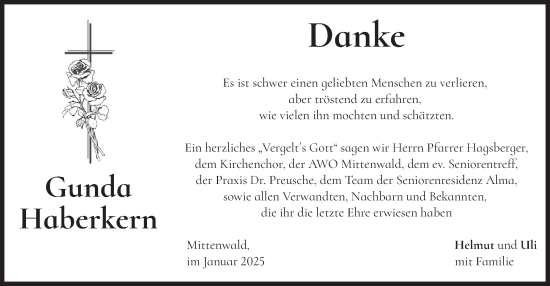 Traueranzeige von Gunda Haberkern von merkurtz