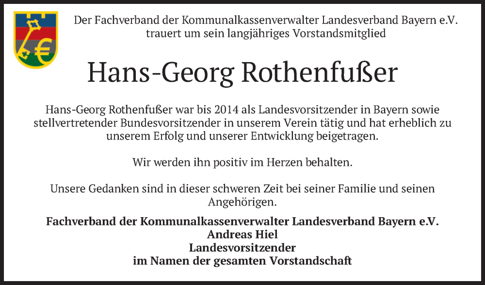  Traueranzeige für Hans-Georg Rothenfußer vom 22.02.2025 aus merkurtz