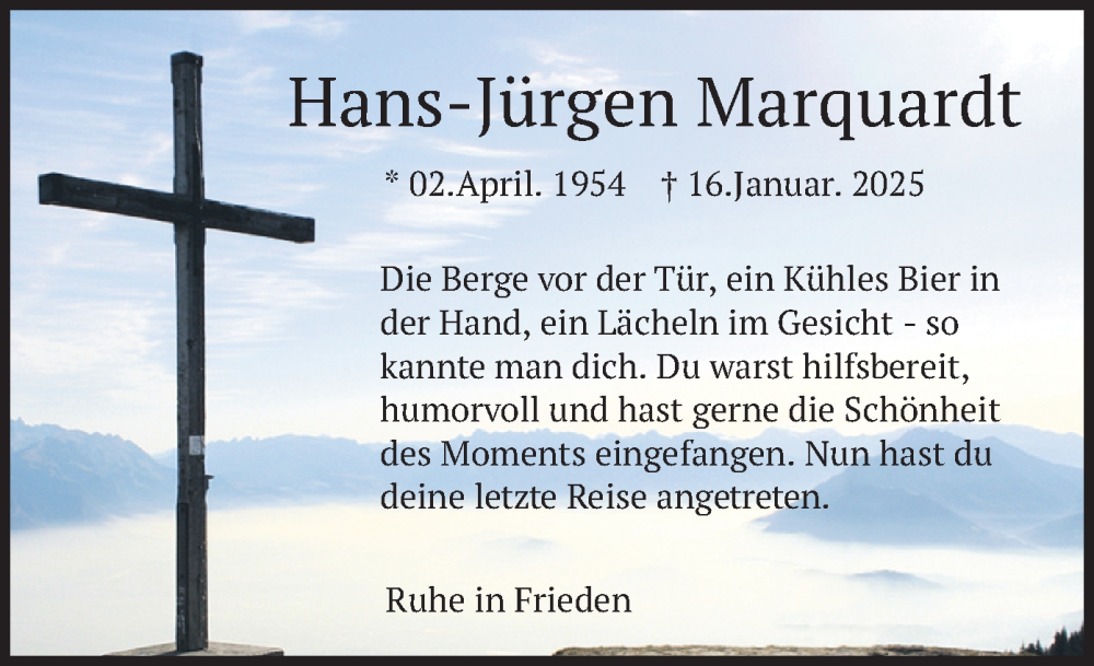  Traueranzeige für Hans-Jürgen Marquardt vom 20.02.2025 aus merkurtz