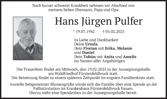 Traueranzeige von Hans Jürgen Pulfer von merkurtz