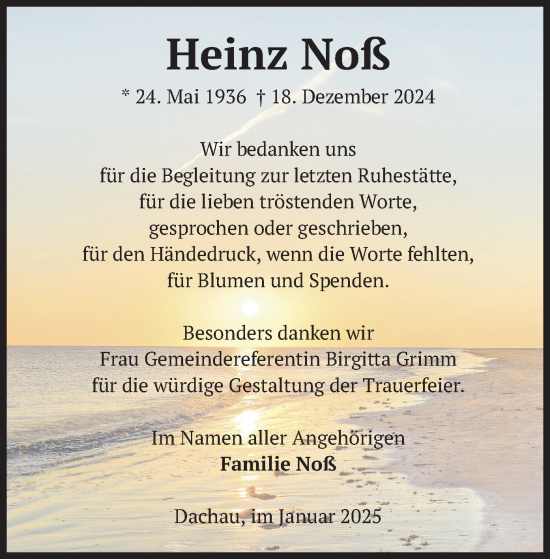 Traueranzeige von Heinz Noß von merkurtz