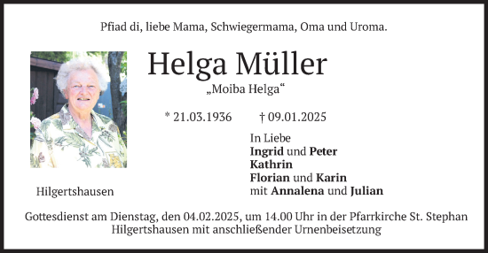 Traueranzeige von Helga Müller von merkurtz