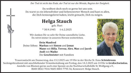 Traueranzeige von Helga Stauch von merkurtz