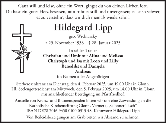Traueranzeige von Hildegard Lipp von merkurtz