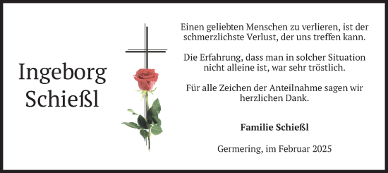 Traueranzeige von Ingeborg Schießl von merkurtz